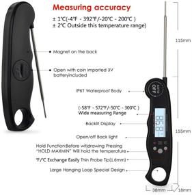 img 1 attached to 🌡️ Fast and Accurate Instant Read Meat Thermometer with Long Probe, Backlight, and Waterproof Design - Perfect for Cooking, BBQ, Baking, and More!