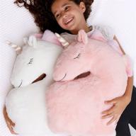 🦄 magical unicorn pillows: adorable decor for girls' room, soft plush fluffy cushions in white and pink. ideal throw pillows for baby girls, perfect for kid's bedroom décor & teepee play tent fun logo