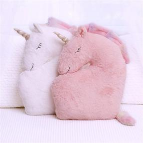 img 2 attached to 🦄 Magical Unicorn Pillows: Adorable Decor for Girls' Room, Soft Plush Fluffy Cushions in White and Pink. Ideal Throw Pillows for Baby Girls, Perfect for Kid's Bedroom Décor & Teepee Play Tent Fun