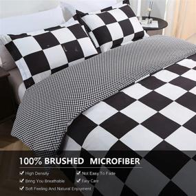 img 3 attached to 🛏️ Luxury Vintage Twin Size Duvet Cover Set - Black and White Buffalo Check Comforter Cover with Pillow Sham - Soft Lightweight Washed Microfiber - Checkered Grid Bedding with Zipper & Ties