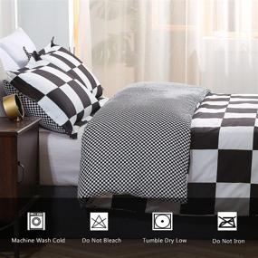 img 2 attached to 🛏️ Luxury Vintage Twin Size Duvet Cover Set - Black and White Buffalo Check Comforter Cover with Pillow Sham - Soft Lightweight Washed Microfiber - Checkered Grid Bedding with Zipper & Ties