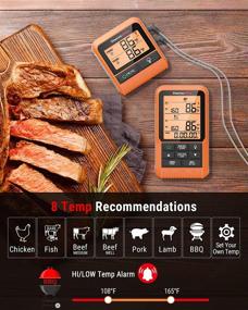 img 2 attached to 🔥 ThermoPro TP826 Wireless Meat Thermometer - 500FT Range for Cooking and Grilling, Dual Temperature Probe Food Grill Thermometer with HI/Low Alert and Kitchen Timer, IPX4 Smoker BBQ Thermometer for Oven and Smoking