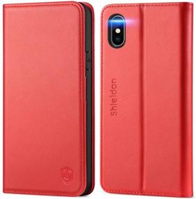 img 4 attached to 📱 SHIELDON iPhone Xs Case - Red | Wallet Case with Auto Sleep Wake, Kickstand, RFID Blocking & Card Slot | Compatible with iPhone Xs