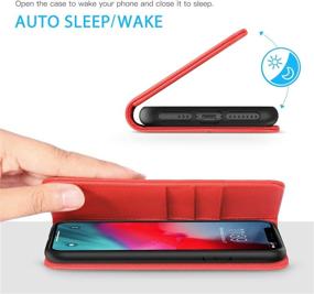 img 1 attached to 📱 SHIELDON iPhone Xs Case - Red | Wallet Case with Auto Sleep Wake, Kickstand, RFID Blocking & Card Slot | Compatible with iPhone Xs