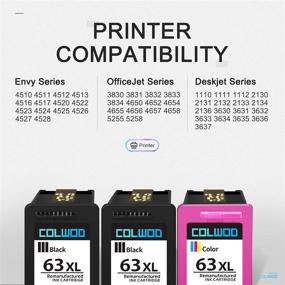 img 3 attached to 🖨️ High-Quality COLWOD Re-Manufactured 63 Ink Cartridge Replacement for HP 63XL Combo Pack - Compatible with Envy, OfficeJet, and Deskjet Printers (2Black, 1Tri-Color)