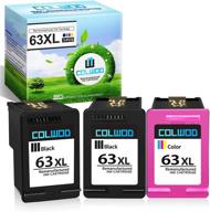 🖨️ high-quality colwod re-manufactured 63 ink cartridge replacement for hp 63xl combo pack - compatible with envy, officejet, and deskjet printers (2black, 1tri-color) logo
