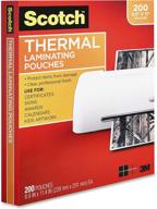 🔒 200-pack scotch thermal laminating pouches, letter size sheets, clear 8.9 x 11.4 inches, 3-mil thickness (tp3854-200) logo