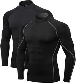 img 4 attached to Spozeal Athletic Turtleneck Compression Shirts Men's Clothing for Active