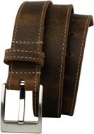 👖 caraway mountain distressed brown leather belt - american made full grain leather, nickel free buckle logo