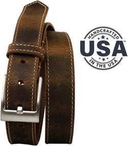 img 2 attached to 👖 Caraway Mountain Distressed Brown Leather Belt - American Made Full Grain Leather, Nickel Free Buckle