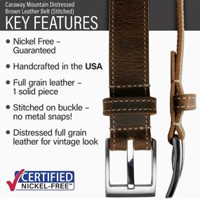 img 3 attached to 👖 Caraway Mountain Distressed Brown Leather Belt - American Made Full Grain Leather, Nickel Free Buckle