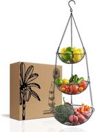 🍉 regal trunk &amp; co. 3 tier hanging fruit bowl - farmhouse wire basket: ideal kitchen organizer for fruits, vegetables, bread &amp; more, with metal chain and hanging hook logo