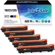 🖨️ ink e-sale 5pk compatible toner cartridge set for brother hl-3170cdw hl-3140cw hl-3180cdw mfc-9130cw mfc-9330 cdw mfc-9340cdw printer - tn221 tn225 tn-221 tn-225 bk c m y replacement logo