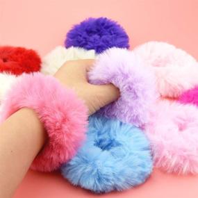 img 1 attached to Faux Fur Hair Scrunchies - 32PCS Jerbro Fur Hair Ties | Fuzzy Fur Hair Bands, Ropes, and Wristbands | Hair Rings | Ponytail Holders | Hair Accessories for Women & Girls