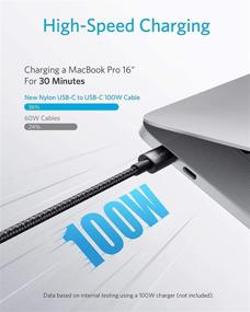 img 3 attached to Anker 10ft USB C Cable 100W, Upgraded Nylon USB C to USB C 2.0 Cable, Fast Charging Type C Cable for MacBook Pro 2020, iPad Pro 2020, iPad Air 4, Galaxy S20, Pixel, Switch, LG, and More (Black)