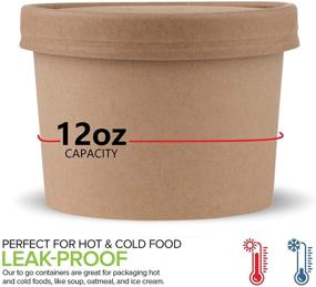 img 1 attached to Versatile Stock Your Home Kraft Brown Disposable Soup Cups - Ideal for Restaurants, Delis, and Cafes - 50 Count, 12 oz - Dual Use as Ice Cream Cups - Portable Soup Containers To Go