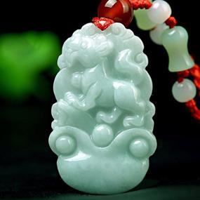 img 2 attached to 🐉 C1lint7785631 Boutique Grade A Gemstone Zodiac Made Horoscope Animal Sign Jadeite Hisui Jade Necklace Pendant Amulet