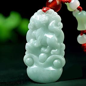 img 3 attached to 🐉 C1lint7785631 Boutique Grade A Gemstone Zodiac Made Horoscope Animal Sign Jadeite Hisui Jade Necklace Pendant Amulet