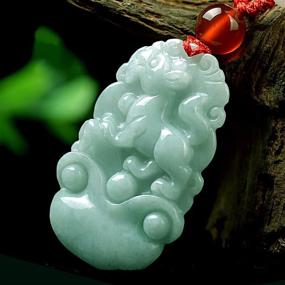 img 1 attached to 🐉 C1lint7785631 Boutique Grade A Gemstone Zodiac Made Horoscope Animal Sign Jadeite Hisui Jade Necklace Pendant Amulet