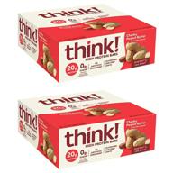 🥜 thinkthin chunky peanut butter high protein bars, 2.1 ounce (20 count) logo