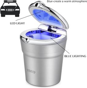 img 1 attached to VIMVIP Stainless Steel Portable Auto Car Cigarette Ashtray with Blue LED Light - Smokeless Stand Cylinder Cup Holder