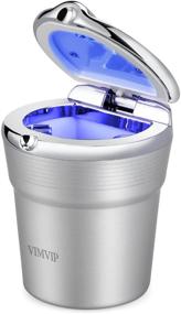 img 4 attached to VIMVIP Stainless Steel Portable Auto Car Cigarette Ashtray with Blue LED Light - Smokeless Stand Cylinder Cup Holder