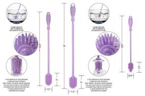 img 2 attached to Silicone Bottle Brush Cleaner - BPA Free, Long Handle, Ideal for Glass & Plastic Water Bottles, Tumblers, Hydro Flask - Purple 3pk