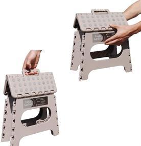 img 1 attached to 🪜 Sturdy and Safe Non-Slip Folding Step Stool - Holds up to 300 lbs, Ideal for Kitchen, Toilet, Camping - Easy Open/Storage - 11 inch Footstool for Adults or Kids (Light Tan, 11'')