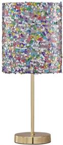 img 3 attached to 🌟 Glamorous Sequined Drum Shade: Signature Design by Ashley Maddy 18.25" Youth Multicolored Single Table Lamp