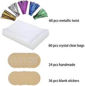 img 2 attached to 🎁 60 Clear Cellophane Gift Favor Bags with Twist Ties - 10x13 Size, 1.5 mil Thickness - OPP Plastic Bags for Gift Wrappers with Stickers (10'' x 13'')