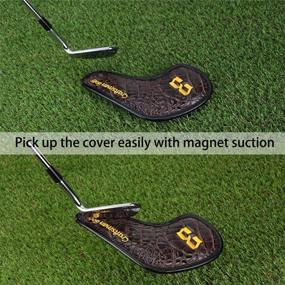 img 1 attached to 🐊 Crocodile Pattern Brown 11pcs Craftsman Golf Iron Headcover Set with Magnetic Closure and Golden No.