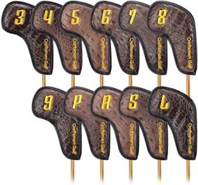 img 4 attached to 🐊 Crocodile Pattern Brown 11pcs Craftsman Golf Iron Headcover Set with Magnetic Closure and Golden No.