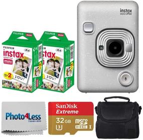img 4 attached to 📸 Fujifilm Instax Mini LiPlay Hybrid Instant Camera Bundle: Stone White with Film, Memory Card, Case, and Cleaning Cloth