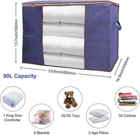 img 3 attached to Clothes Storage Bags with Zippers [3 Pack] - 90L Large Capacity, 👚 Clear Window & Reinforced Handle - Organize Comforter Blanket Closet Bedroom Bedding Effortlessly!