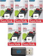 📸 sandisk micro sdhc ultra (5 pack) 16gb class 10 memory card bundle + memory card reader logo