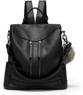 🎒 kadirosa women's anti-theft pu leather backpack purse for travel - black 2 logo