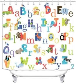 img 1 attached to 🚿 ABC Educational Shower Curtain Set: Alphabet Shower Curtain with Non-Slip Rugs & Bath Mats - Fun Animal Design for Kids (H2)