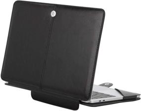 img 3 attached to 💼 MOSISO MacBook Air 13 & MacBook Pro 13 Leather Case - Protective Stand Cover, Black