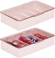 👓 mdesign stackable eyeglass case storage organizer, 2 pack - lt. pink/blush/clear logo