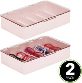 img 3 attached to 👓 mDesign Stackable Eyeglass Case Storage Organizer, 2 Pack - Lt. Pink/Blush/Clear