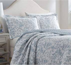 img 3 attached to 🛏️ Laura Ashley Home Amberley Soft Chic Quilt Set-100% Cotton: Lightweight and Breathable King-size Bedding in Spa Blue, Reversible and Pre-Washed for Added Softness