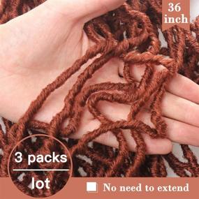 img 1 attached to ZRQ 36 Inch New Faux Locs Crochet Hair 3 Packs - Pre-looped Super Long 350 Copper Red Curly Wavy Goddess Locs - 21 Strands Afro Roots Synthetic Hair Extensions - For Black Women (350#)