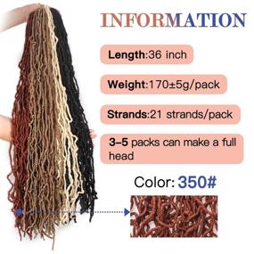 img 3 attached to ZRQ 36 Inch New Faux Locs Crochet Hair 3 Packs - Pre-looped Super Long 350 Copper Red Curly Wavy Goddess Locs - 21 Strands Afro Roots Synthetic Hair Extensions - For Black Women (350#)