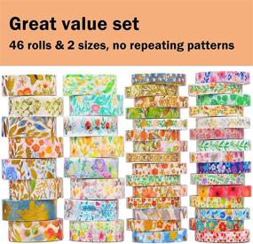 img 3 attached to 🌸 46 Rolls Floral Washi Tape Set - Decorative Masking Tape with Gold Foil & Cute Flowers Designs - Ideal for DIY Crafts, Arts, Bullet Journal Supplies, Card/Gift Wrapping - Wide & Skinny Craft Tape 8/15mm