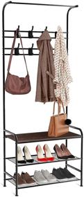 img 4 attached to 🧥 LEHOM 3-in-1 Hall Tree: Entryway Coat Rack, Shoe Bench & Organizer Shelves