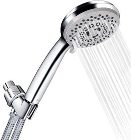 img 4 attached to 🚿 High Pressure Handheld Shower Head with Hose - 5 Spray Settings, Spa Massage, Detachable ShowerHead 4" Face, 60" Hose, Adjustable Bracket - Chrome Handle Finish by Chrider