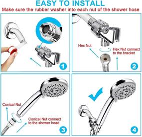 img 2 attached to 🚿 High Pressure Handheld Shower Head with Hose - 5 Spray Settings, Spa Massage, Detachable ShowerHead 4" Face, 60" Hose, Adjustable Bracket - Chrome Handle Finish by Chrider