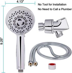 img 1 attached to 🚿 High Pressure Handheld Shower Head with Hose - 5 Spray Settings, Spa Massage, Detachable ShowerHead 4" Face, 60" Hose, Adjustable Bracket - Chrome Handle Finish by Chrider