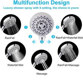 img 3 attached to 🚿 High Pressure Handheld Shower Head with Hose - 5 Spray Settings, Spa Massage, Detachable ShowerHead 4" Face, 60" Hose, Adjustable Bracket - Chrome Handle Finish by Chrider