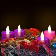 🕯️ illuminate your christmas rituals with 4-piece led flameless advent candle set - purple and pink tea light candles for advent, spells, and chimes логотип